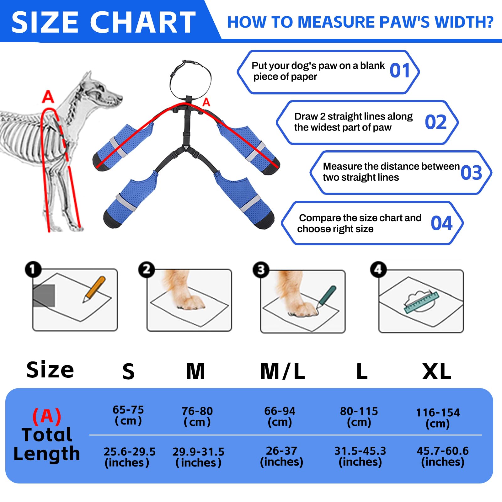Dog Suspender Boots Paw Boot Leggings, Breathable Tall Large Doggy Shoes With Suspenders For Hot Pavement, Anti-Slip Snow Pants